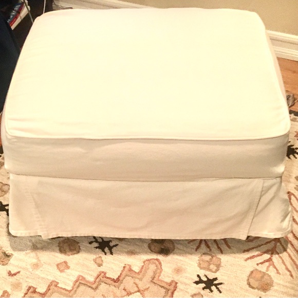 Pottery Barn Storage Ottoman Slipcover white denim - Picture 10 of 16